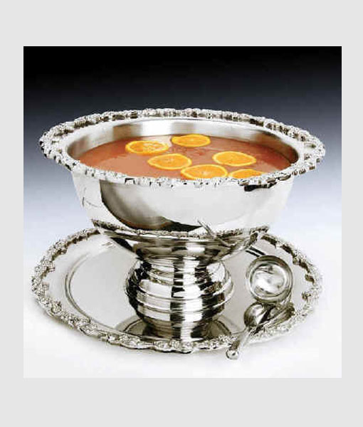 Punchbowl with Tray and Ladle Silverplate thumbnail 2
